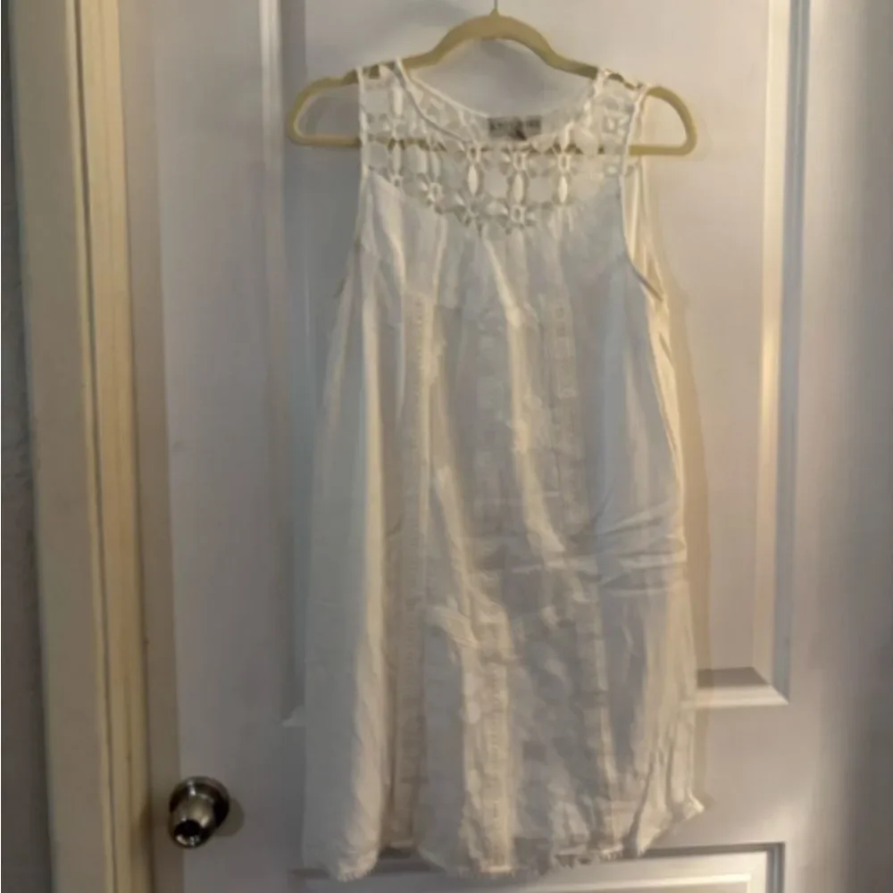 Knox Rose White Cotton Embroidered Lace Sleeveless Dress sz Small - Picture 2 of 9